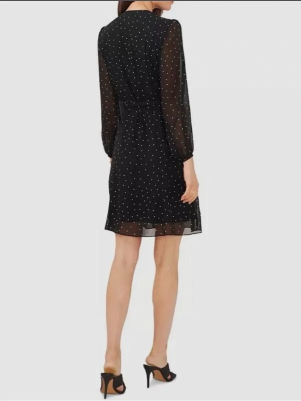MSK Black Mini Dress with White Polka Dots - Picture 2 of 5